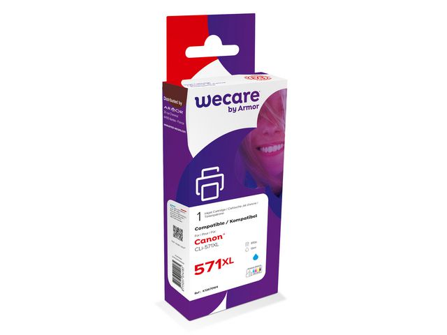 Wecare Återanvänd bläckpatron kompatibel med  CANON CLi-571XL C, 0332C001, Cyan singelpack, st