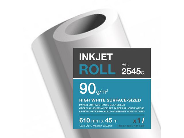 Clairefontaine Inkjetpapper 90G 45mx610mm, rulle om 65 m
