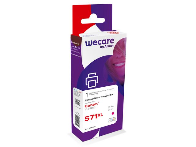 Wecare Återanvänd bläckpatron kompatibel med  CANON CLi-571XL M, 0333C001, Magenta singelpack, st