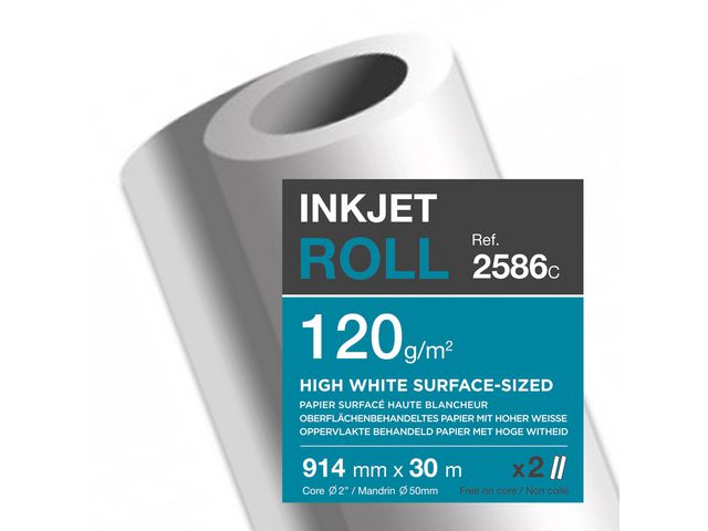 Clairefontaine Inkjetpapper 120G 30x914mm, fp om 2 rullar