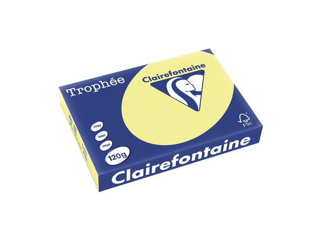 Clairefontaine Kopieringspapper A4 120g ohålat citrongul, bunt om 250 blad