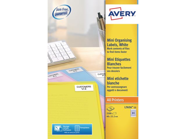 Avery Etiketter 46x11,1mm, fp om 2100 st
