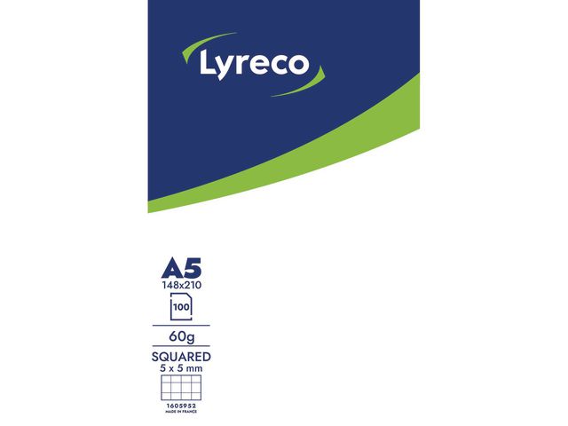 Lyreco Anteckningsblock 100bl A5 60g rut, st