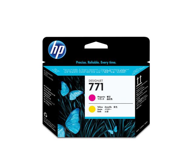 HP Skrivhuvudbläckpatron, 771, magenta, gul, CE018A, st