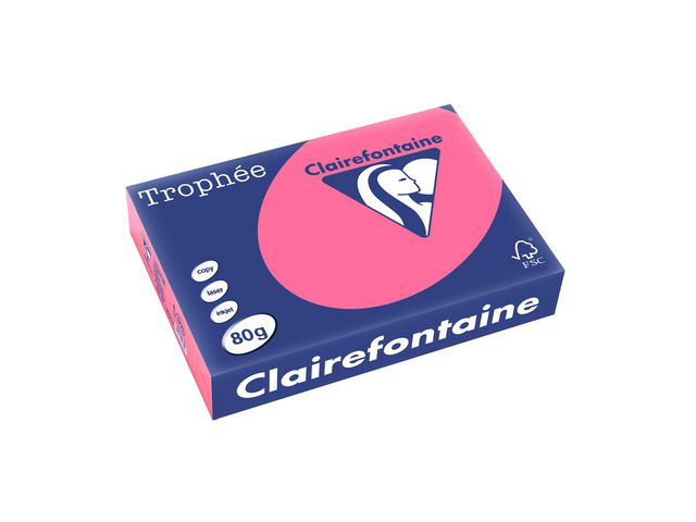 Clairefontaine Kopieringspapper A4 80g ohålat cerise, bunt om 500 blad