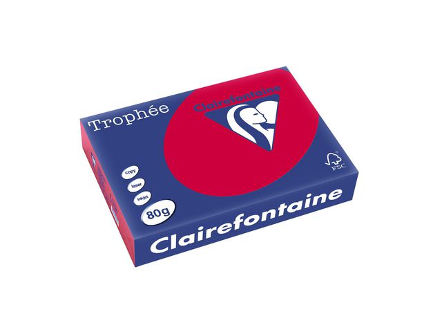 Clairefontaine Kopieringspapper A4 80g ohålat körsbär, bunt om 500 blad