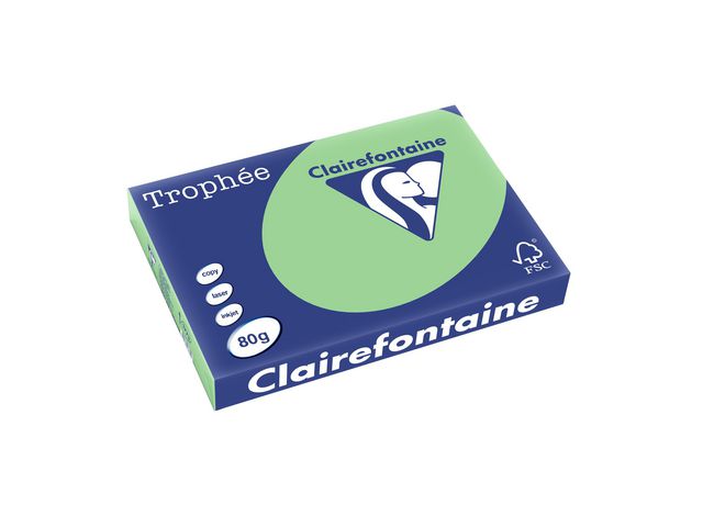Clairefontaine Kopieringspapper A3 80g ohålat naturgrön, bunt om 500 blad