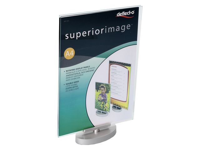 deflecto® Akrylställ A4 roterbart på fot, st