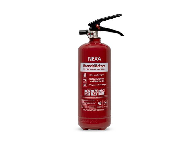 NEXA Brandsläckare pulver 2kg röd 13A 89B C, st