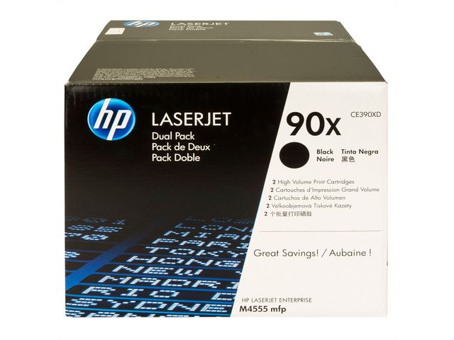 HP Toner CE390XD 90X 48K Svart 2/FP, fp om 2 st