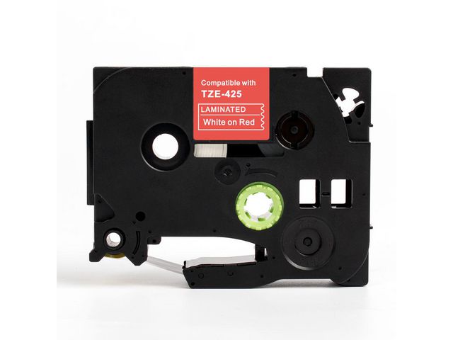 Tape 9mm TZe-425 Vit på Röd, st