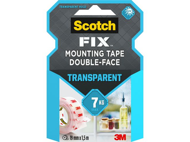 Scotch® Monteringstejp transparent 19mmx1,5m, rulle om 1.5 m
