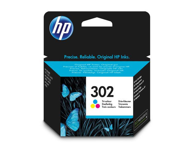 HP Bläckpatron 302 (F6U65AE), cyan, magenta, gult, singelpack, standardkapacitet, st