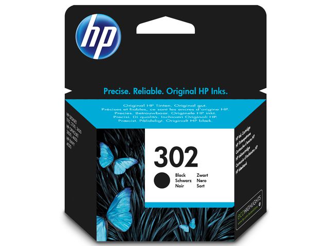 HP Bläckpatron, 302, svart, singelförpackning, F6U66AE, st