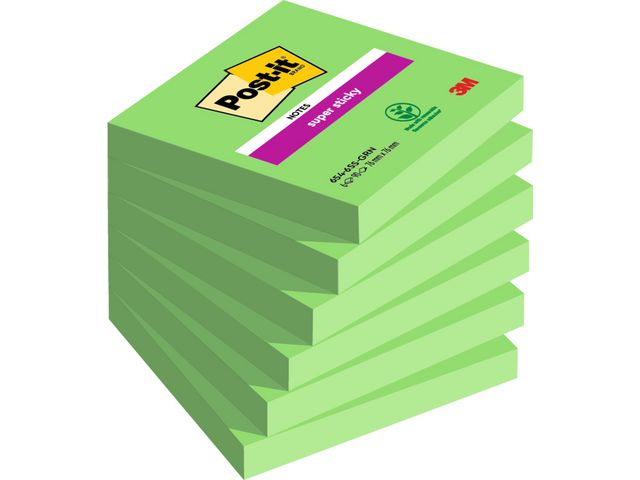 Post-it® Notes SS 76x76 ljus grön, fp om 6 st