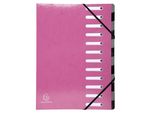 Exacompta Sorteringsmapp PP 12-flik rosa, st