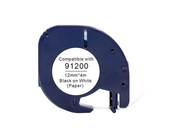Tape Papper 12mmx4m svart på vit, st