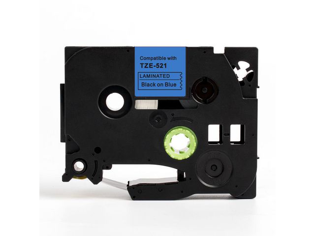 Tape 9mm TZe-521 Svart på Blå, st