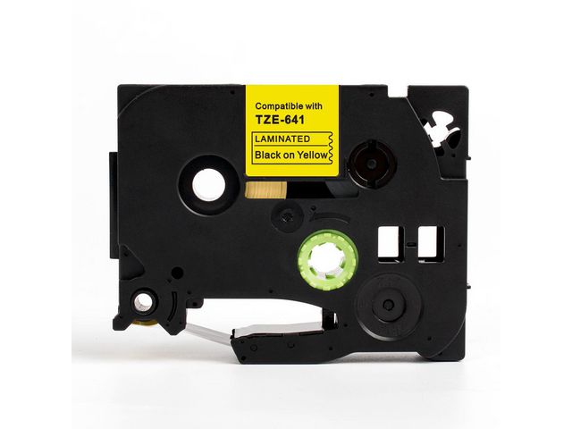 Tape 18mm TZe-641 Svart på Gul, st