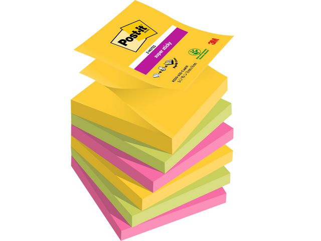 Post-it® Notes Supersticky Z-blad Carnival Collection 76x76mm, fp om 6 st