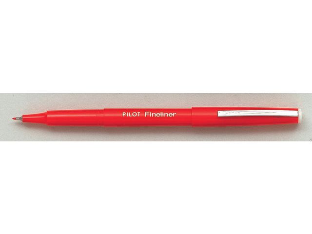 Pilot Fineliner, tunn spets, röd pennkropp, rött bläck, st