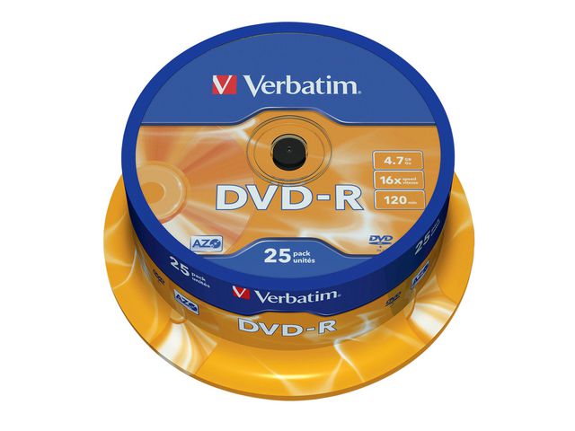 Verbatim DVD-R 4,7 GB, 16X spindel, fp om 25 st