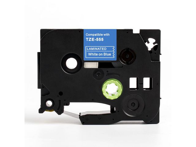 Tape 24mm TZe-555 Vit på Blå, st