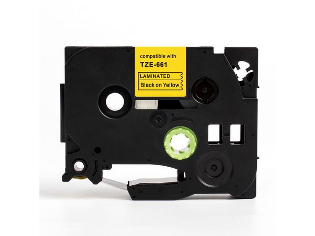 Tape 36mm TZe-661 Svart på Gul, st