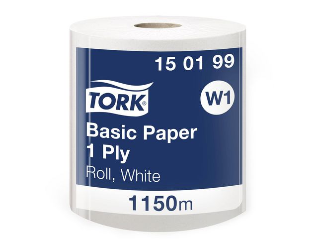 Tork Industritorkrulle Basic W1 vit, rulle om 1150 m