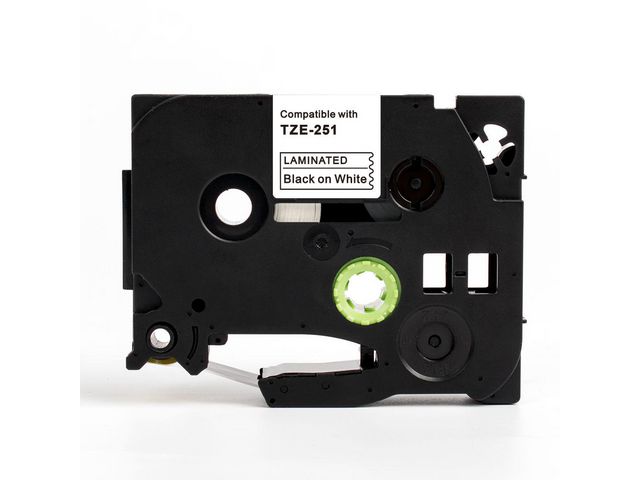 Tape 24mm TZe-251 Svart på Vit, st