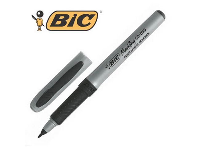 BIC® Märkpenna Marking™ CD/DVD-Marker, permanent, tunn 0,7 mm linjebredd, svart, st