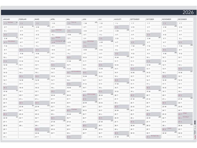 Burde Väggkalender 2026 Väggblad Elegant 980x680mm, st