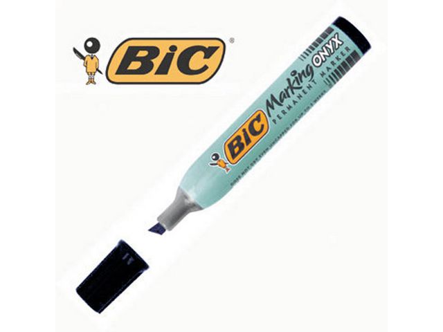 BIC® Marking Onyx 1591, permanent märkpenna, mejselformad spets, 3,5–5,5 mm linjebredd, pennkropp i metall, svart, st