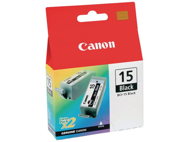 Canon Bläckpatron, BCI-15, 8190A002, svart, dubbelförpackning, fp om 2 st
