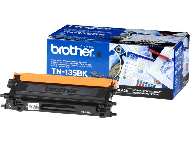 Brother Toner TN-135 BK, TN-135BK, svart, singelförpackning, hög kapacitet, st