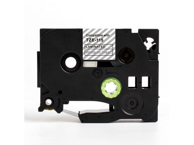 Tape 6mm TZe-115 Vit på Klar, st