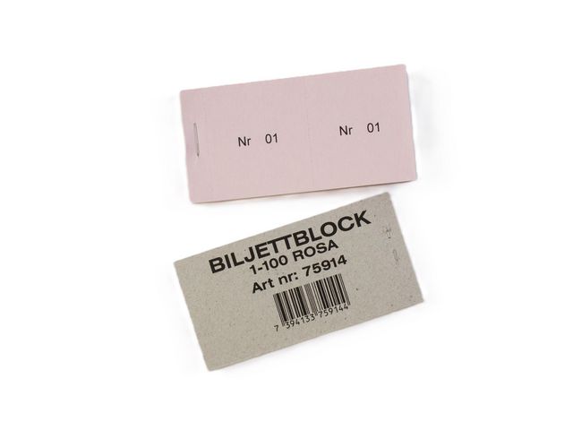 Biljettblock 1-100 rosa, st