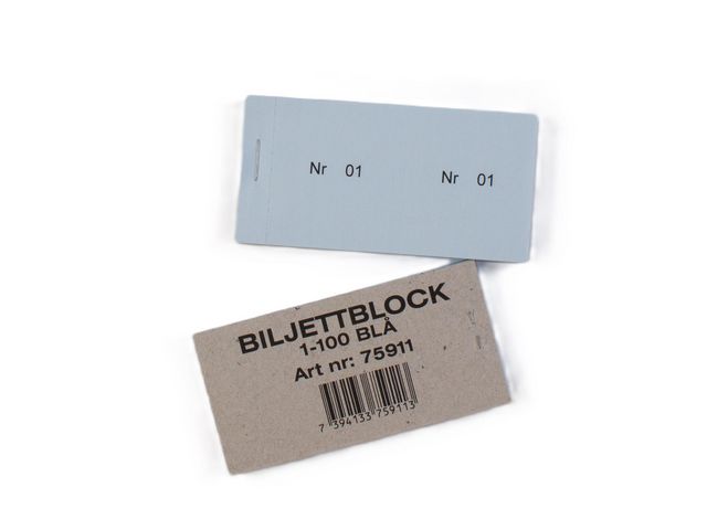 Biljettblock 1-100 blå, st
