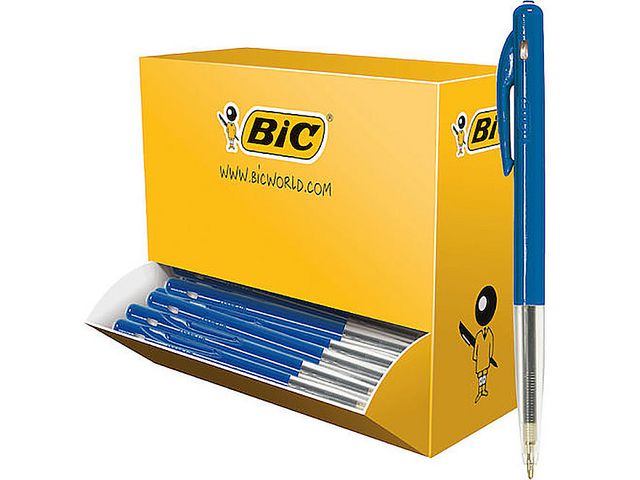 BIC® Kulpenna, M10 Clic™ mediumspets 1mm blått skaft blått bläck, fp om 100 st