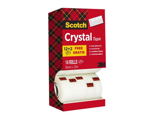 Scotch® Kontorstejp Crystal 7100 19x33mm, fp om 14 st