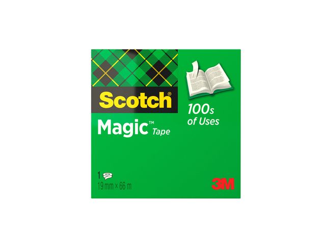 Scotch® Magic™ osynlig kontorstejp, 19 mm x 66 m, genomskinlig, rulle om 66 m