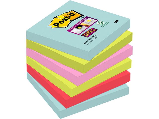 Post-it® Super Sticky notisar 76x76mm Cosmic Collection 90 notislappar 6 block, fp om 6 st