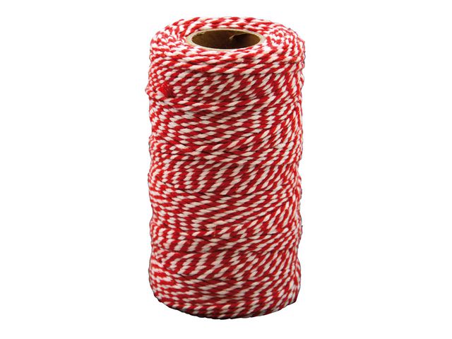 PLAYBOX Bomullsnöre röd och vit, rulle om 1 st