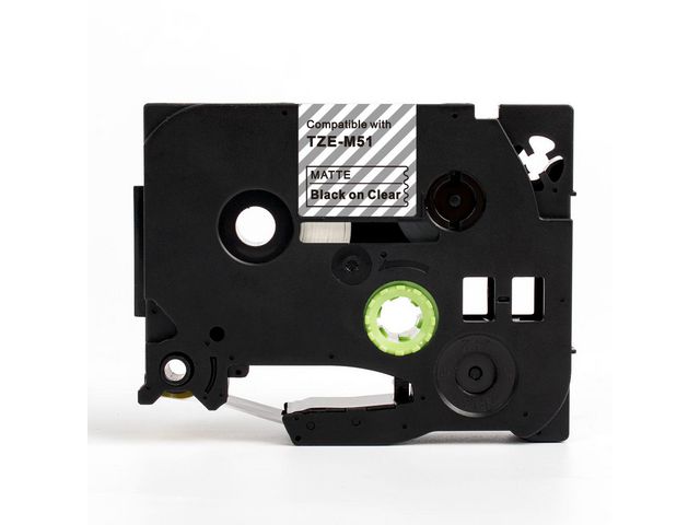 Tape 24mm TZe-M51 M-Svart på Klar, st