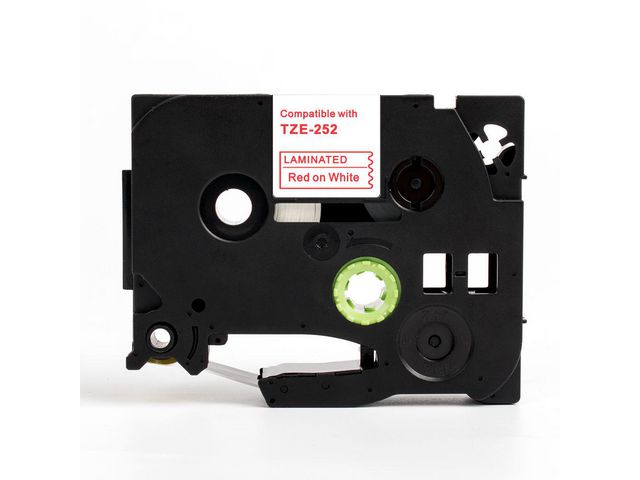Tape 24mm TZe-252 Röd på Vit, st