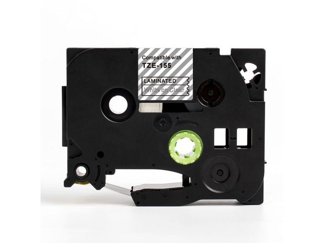 Tape 24mm TZe-155 Vit på Klar, st