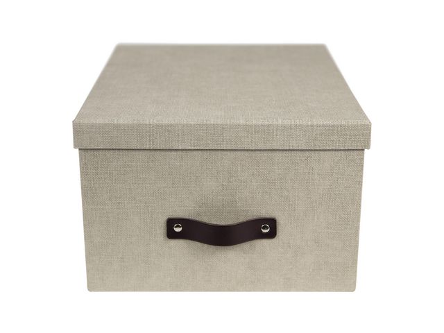 Bigso Box Förvaringsbox med lock kartong linne, st