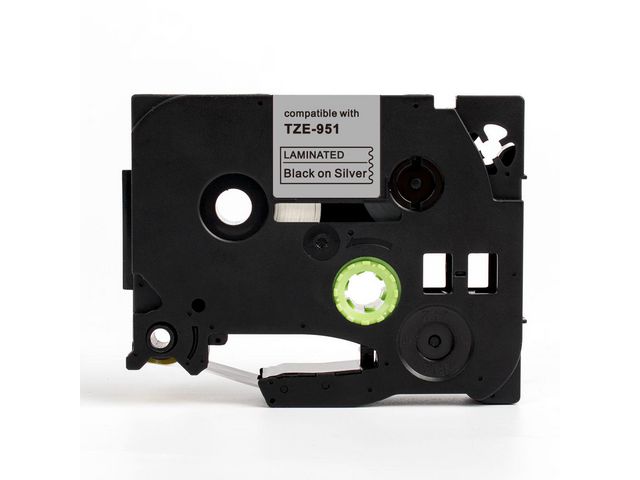 Tape 24mm TZe-951 Svart på Silver, st