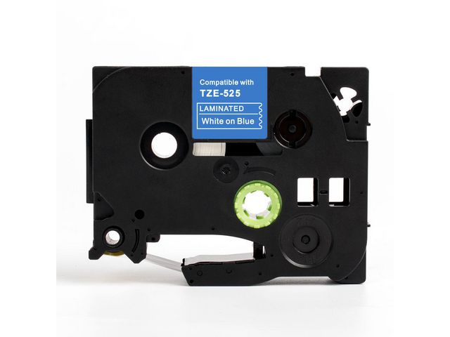 Tape 9mm TZe-525 Vit på Blå, st