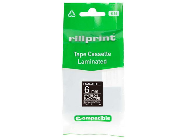 Tape 6mm TZe-315 Vit på Svart, st